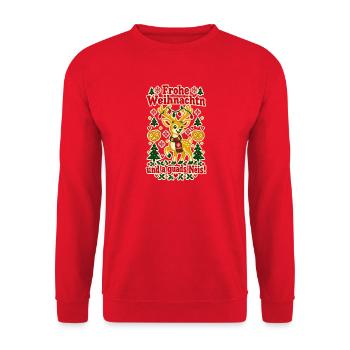 Frohe Weihnachtn a guads Neis - Unisex Pullover - Rot - Vorne - Alina (178cm) & Michal (187cm)