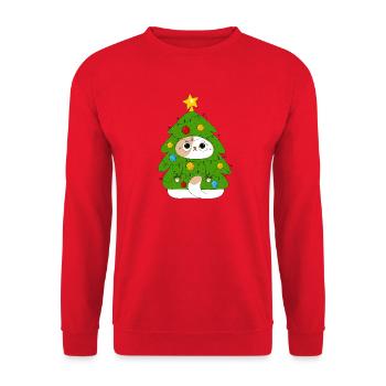Chat et sapin de Noël - Sweat-shirt Unisexe - rouge - Devant - Alina (178cm) & Michal (187cm)