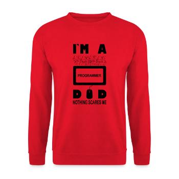 Ich bin ein Programmierer, Vater, nichts macht mir Angst - Unisex Pullover - Rot - Vorne - Alina (178cm) & Michal (187cm)