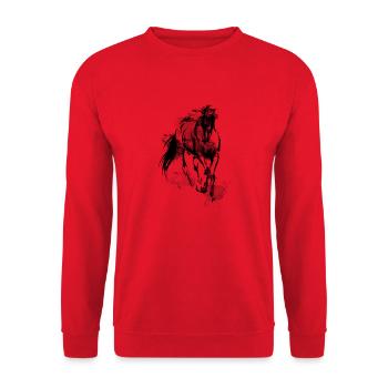 Cheval aquarelle - Sweat-shirt Unisexe - rouge - Devant - Alina (178cm) & Michal (187cm)