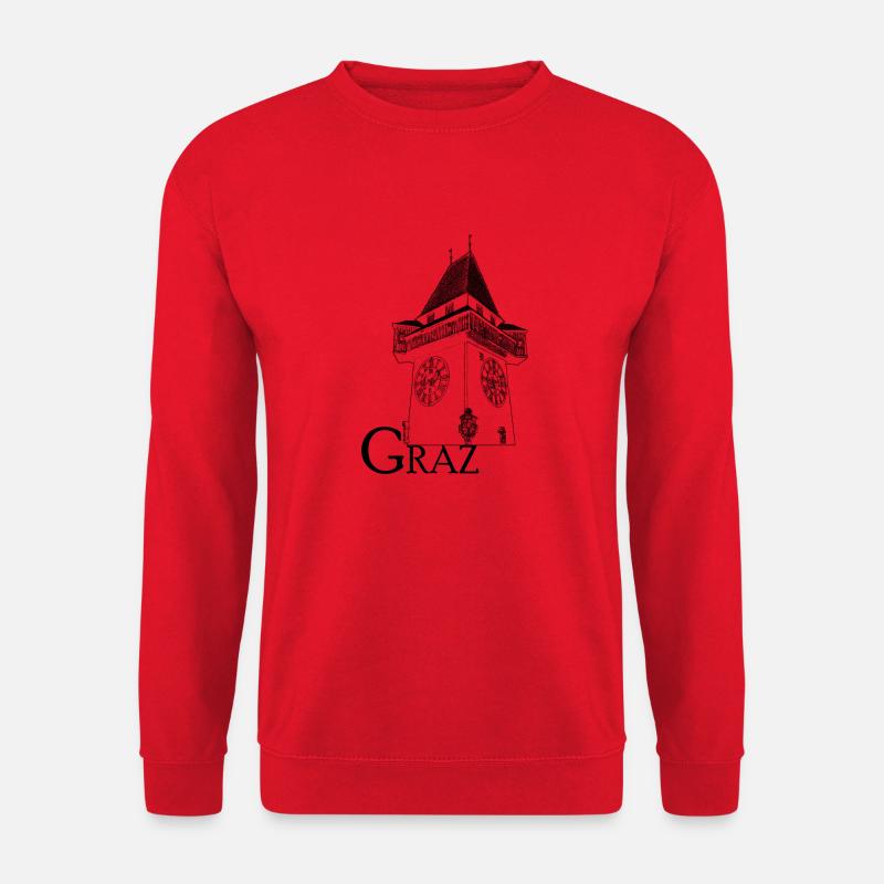 Clock Tower Graz black - Unisex Sweatshirt - red