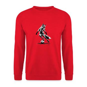 Fox playing soccer - Unisex Sweatshirt - red - Front - Alina (178cm) & Michal (187cm)