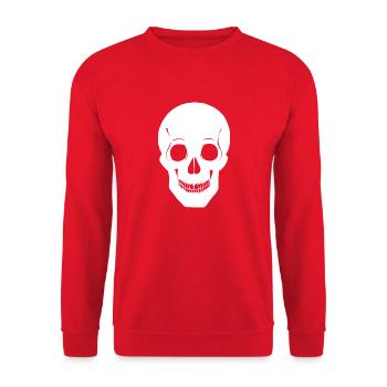 Simple Skull - White Monochrome - Unisex Sweatshirt - red - Front - Alina (178cm) & Michal (187cm)