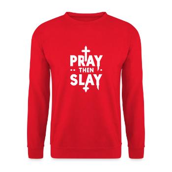 Priez puis Tuez - Sweat-shirt Unisexe - rouge - Devant - Alina (178cm) & Michal (187cm)
