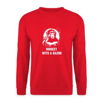 Singe avec un rasoir - Sweat-shirt Unisexe - rouge - Devant - Alina (178cm) & Michal (187cm)