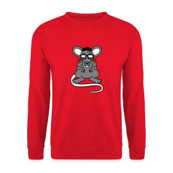 Maus Nerd Geek Hornbrille Schlau Intelligent Freak - Unisex Pullover - Rot - Vorne - Alina (178cm) & Michal (187cm)