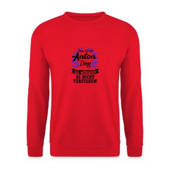 Das ist ein Anton Ding | würdest du nichtverstehen - Unisex Pullover - Rot - Vorne - Alina (178cm) & Michal (187cm)