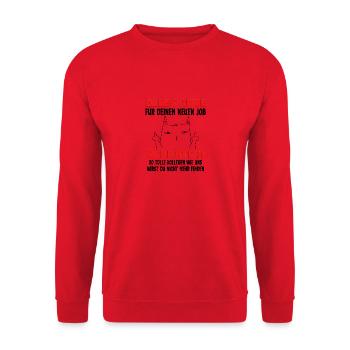 Neuer Job Abschied Abschiedsgeschenk Jobwechsel - Unisex Pullover - Rot - Vorne - Alina (178cm) & Michal (187cm)