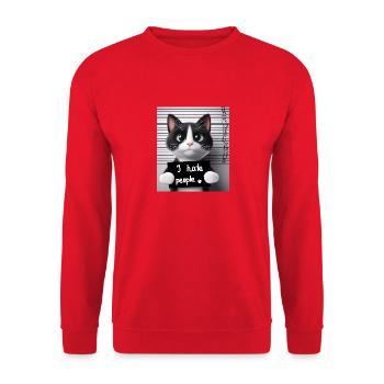 A convicted cat that didn't like people. - Unisex Sweatshirt - red - Front - Alina (178cm) & Michal (187cm)