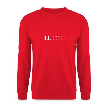 Love level logos white - Sweat-shirt Unisexe - rouge - Devant - Alina (178cm) & Michal (187cm)