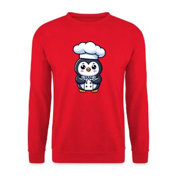 Mignon pingouin Chef bande dessinée conception de bande dessinée - Sweat-shirt Unisexe - rouge - Devant - Alina (178cm) & Michal (187cm)