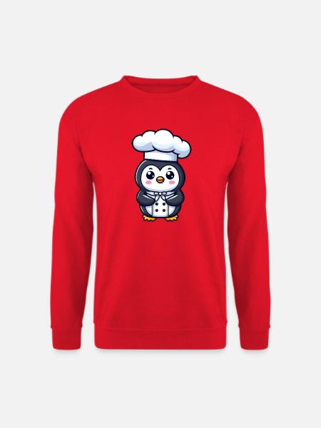 Süßer Pinguin Koch Cartoon Comic Design - Unisex Pullover - Rot