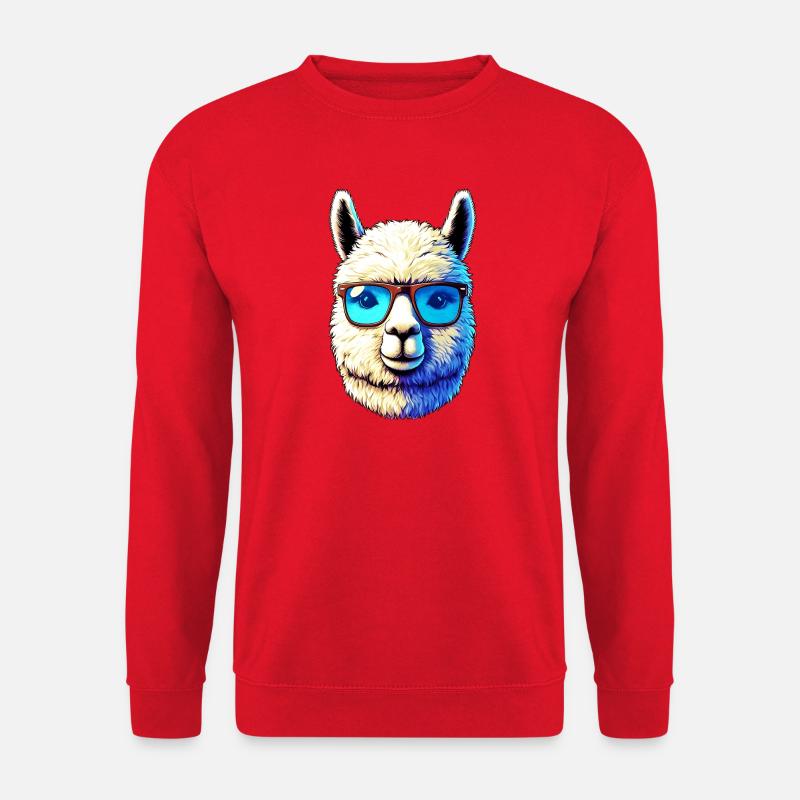 Alpaka mit Sonnenbrille - Unisex Pullover - Rot