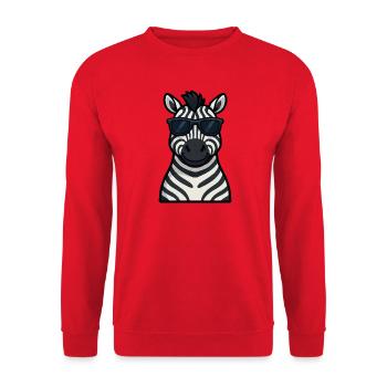 Cool zebra happy with sunglasses in summer - Unisex Sweatshirt - red - Front - Alina (178cm) & Michal (187cm)