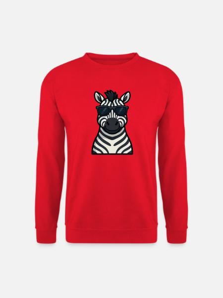 Cooles Zebra mit Sonnenbrille im Sommer zufrieden - Unisex Pullover - Rot
