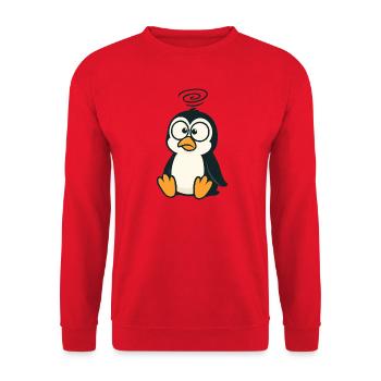 Mignon confus pingouin dessin animé louche étourdi - Sweat-shirt Unisexe - rouge - Devant - Alina (178cm) & Michal (187cm)