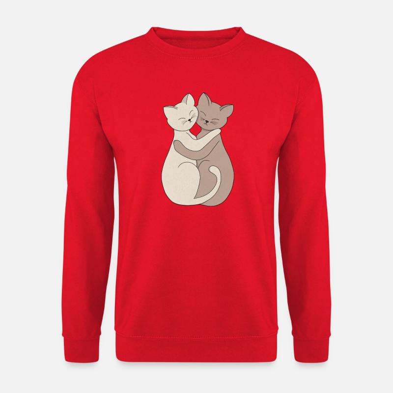 Umarmende Katzen-Freundschaftsillustration - Unisex Pullover - Rot