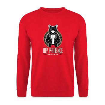 Patience Ran Away Cat - Unisex Sweatshirt - red - Front - Alina (178cm) & Michal (187cm)