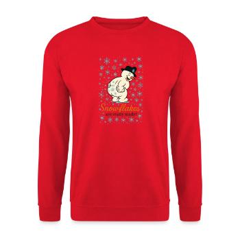 Snowflakes and Snowman Charm - Unisex Sweatshirt - red - Front - Alina (178cm) & Michal (187cm)