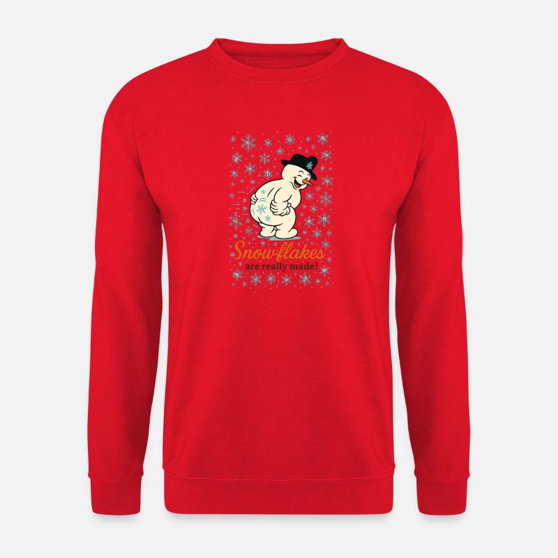 Schneeflocken und Schneemann-Charme - Unisex Pullover - Rot