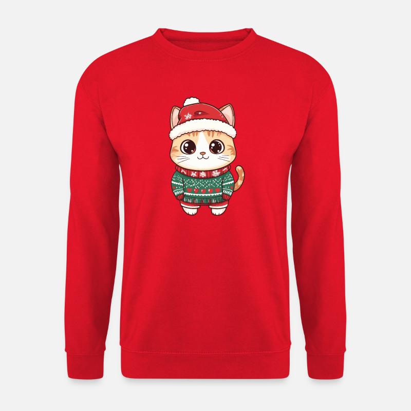 Katze Weihnachten Xmas - Unisex Pullover - Rot