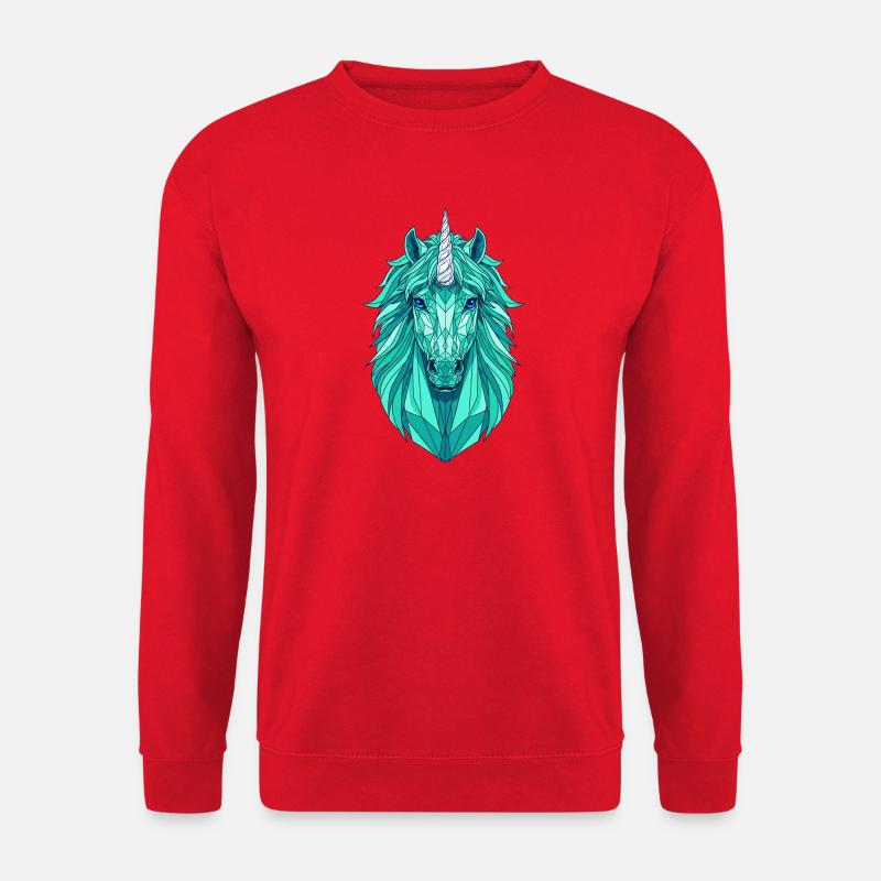 Geometrisches Türkis-Einhorngesicht - Unisex Pullover - Rot