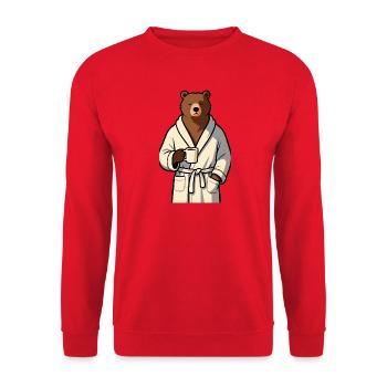 Tired Bear - Coffee - Unisex Sweatshirt - red - Front - Alina (178cm) & Michal (187cm)