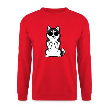 Husky mit Sonnenbrillen Icon - Unisex Pullover - Rot - Vorne - Alina (178cm) & Michal (187cm)