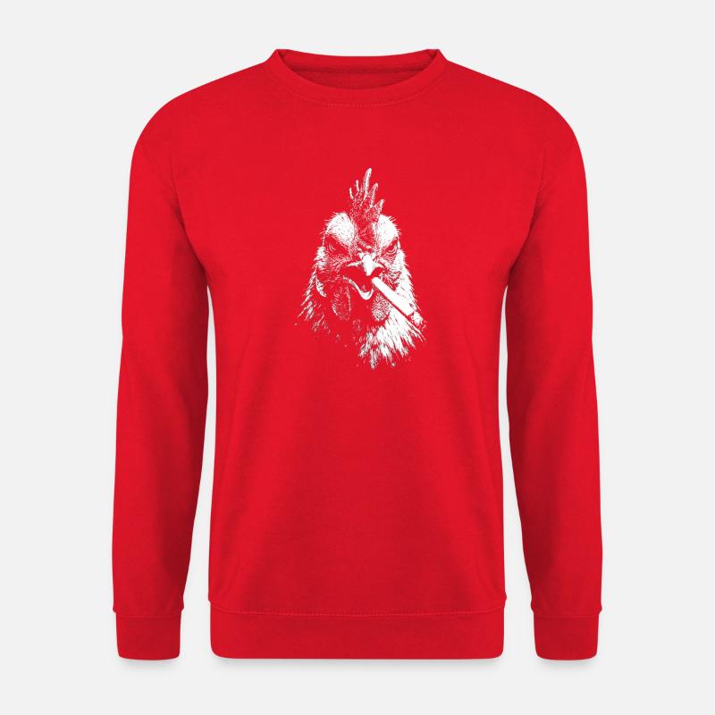 Rauchende Henne Grafik - Unisex Pullover - Rot