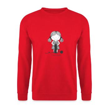Petite Fille Tricoteuse Laine et Aiguilles - Sweat-shirt Unisexe - rouge - Devant - Alina (178cm) & Michal (187cm)
