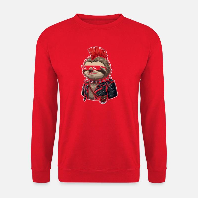 Punk-Sloth im Lederlook - Unisex Pullover - Rot
