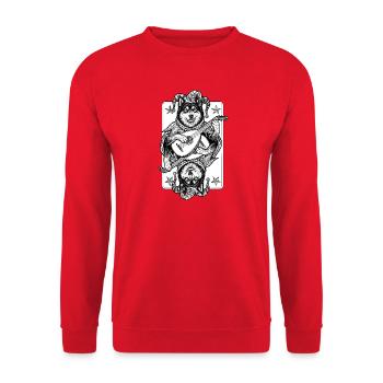 Eurasier | Jester | Karten - Unisex Pullover - Rot - Vorne - Alina (178cm) & Michal (187cm)