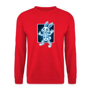 Squelette de lapin à rayons X Drôle de design d’Halloween - Sweat-shirt Unisexe - rouge - Devant - Alina (178cm) & Michal (187cm)
