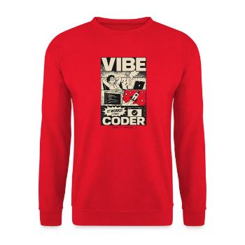 Vibe Coder Programmer Humor - Unisex Pullover - Rot - Vorne - Alina (178cm) & Michal (187cm)