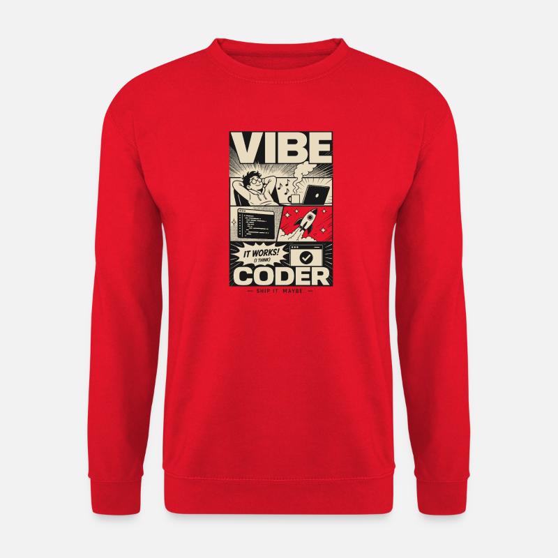 Vibe Coder Programmer Humor - Unisex Sweatshirt - red