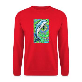 dolphin - Unisex Sweatshirt - red - Front - Alina (178cm) & Michal (187cm)