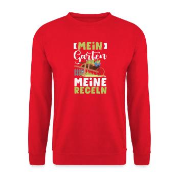 Mein Garten Meine Regeln - Unisex Pullover - Rot - Vorne - Alina (178cm) & Michal (187cm)
