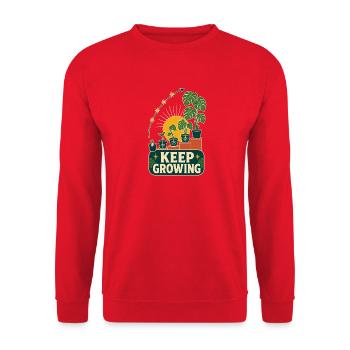 Keep Growing – Retro Plant Motivation - Unisex Sweatshirt - red - Front - Alina (178cm) & Michal (187cm)