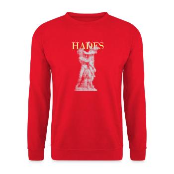 Hades-Halbton-Statue - Unisex Pullover - Rot - Vorne - Alina (178cm) & Michal (187cm)