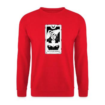 Die Überdenkerin Tarot-Porträt - Unisex Pullover - Rot - Vorne - Alina (178cm) & Michal (187cm)
