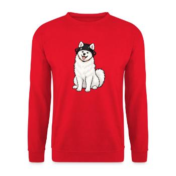 Samojeden trägt einen Kessel als Helm - Unisex Pullover - Rot - Vorne - Alina (178cm) & Michal (187cm)
