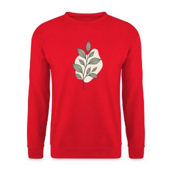 Minimalistische Botanik Blätter Zweig Natur Shirt - Unisex Pullover - Rot - Vorne - Alina (178cm) & Michal (187cm)