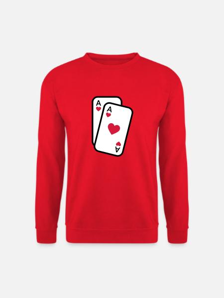 Karten Herz Ass Spielkarten Poker - Unisex Pullover - Rot