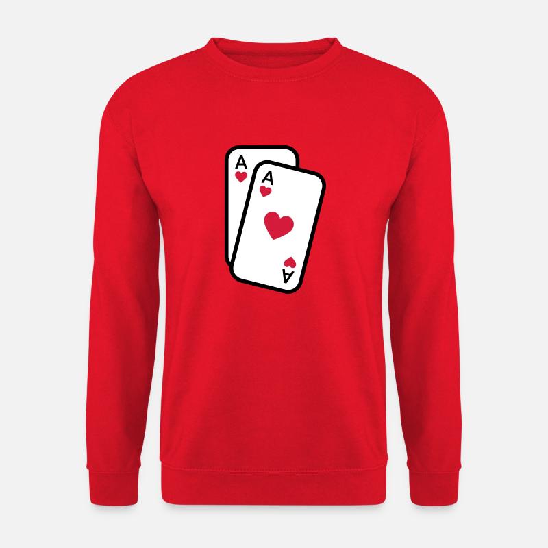 Karten Herz Ass Spielkarten Poker - Unisex Pullover - Rot