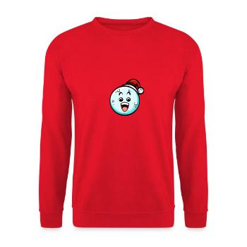 Schneeball mit Weihnachtsmütze #3/9 - Unisex Pullover - Rot - Vorne - Alina (178cm) & Michal (187cm)