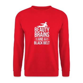 Des filles fortes et la puissance du karaté - Sweat-shirt Unisexe - rouge - Devant - Alina (178cm) & Michal (187cm)