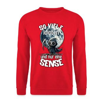 Faucheuse #lovely toons - Sweat-shirt Unisexe - rouge - Devant - Alina (178cm) & Michal (187cm)