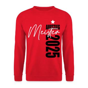 Meister 2025 Aufstiegstrikot Aufstieg 25 - Unisex Pullover - Rot - Vorne - Alina (178cm) & Michal (187cm)