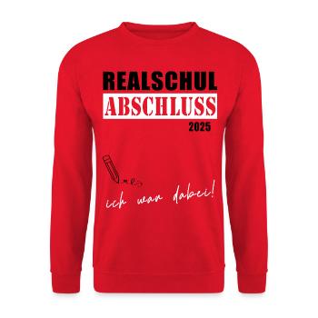 Abschluss 2025 Realschule - Unisex Pullover - Rot - Vorne - Alina (178cm) & Michal (187cm)