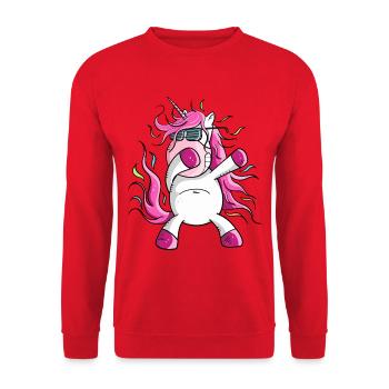 Cool Dabbendes Unicorn I Dab Dance I Dabbing - Unisex Sweatshirt - red - Front - Alina (178cm) & Michal (187cm)